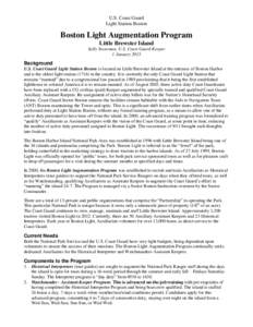 U.S. Coast Guard Light Station Boston Boston Light Augmentation Program Little Brewster Island Sally Snowman, U.S. Coast Guard Keeper
