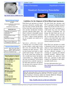 Volume 7, Issue 1  State of Tennessee January 2012