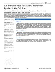 Open access, freely available online  PLoS MEDICINE An Immune Basis for Malaria Protection by the Sickle Cell Trait