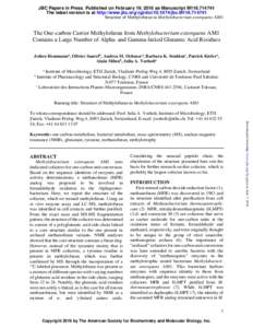 JBC Papers in Press. Published on February 19, 2016 as Manuscript M116The latest version is at http://www.jbc.org/cgi/doijbc.M116Structure of Methylofuran in Methylobacterium extorquens AM1 The O