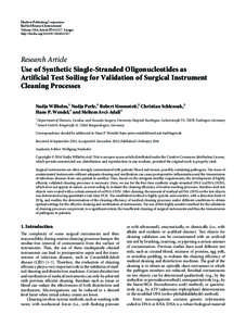 Use of Synthetic Single-Stranded Oligonucleotides as Artificial Test Soiling for Validation of Surgical Instrument Cleaning Processes
