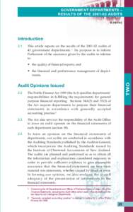 GOVERNMENT DEPARTMENTS – RESULTS OF THEAUDITS B.29[03a] Introduction 2.1