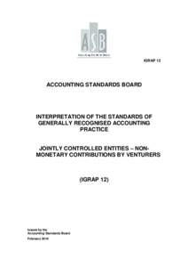 IGRAP 12  ACCOUNTING STANDARDS BOARD INTERPRETATION OF THE STANDARDS OF GENERALLY RECOGNISED ACCOUNTING