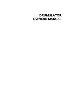 DRUMULATOR OWNERS MANUAL