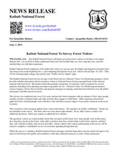 NEWS RELEASE Kaibab National Forest Kaibab QR code  Kaibab websites