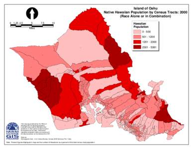 Island of Oahu Native Hawaiian Population by Census Tracts: 2000 (Race Alone or in Combination[removed] %