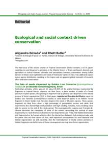 Mongabay.com Open Access Journal - Tropical Conservation Science  Vol 2 (3): i-iv, 2009 Editorial