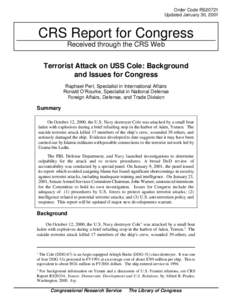 Terrorist Attack on USS Cole: Background and Issues for Congress