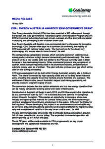 Microsoft Word - CEA Media release FOR BRUCE 16 May 2014.docx