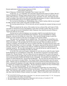 Southern Campaign American Revolution Pension Statements Pension application of John Garrisson (Garrison) S3384 fn16SC Transcribed by Will Graves[removed]State of Tennessee, Wilson County: September Term County Court 183