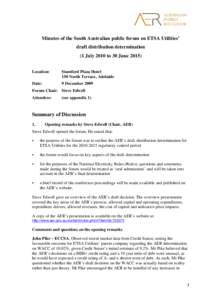 Minutes of the ACT roundtable on ActewAGL Distribution’s regulatory proposal (1 July 2009 to 30 June 2014)