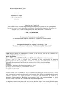 RÉPUBLIQUE FRANÇAISE  Ministère de l’action et des comptes publics  Circulaire du 17 mai 2018