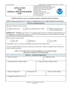 Application for Federal Processor Permit