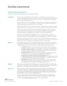 Vendor Risk Assessment  SM PROTECTING CORPORATE REPUTATIONAL, LEGAL AND FINANCIAL INTERESTS OVERVIEW