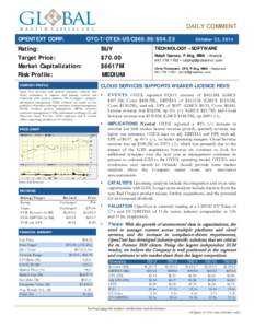 Equity Research  DAILY COMMENT OPENTEXT CORP.  OTC-T/OTEX-US C$60.96/$54.23