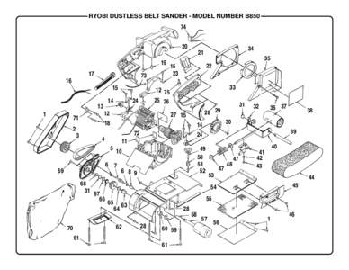 RYOBI DUSTLESS BELT SANDER - MODEL NUMBER B850[removed]