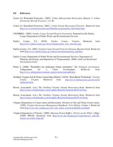 8.0  References Center for Watershed Protection[removed]Urban Subwatershed Restoration Manual 3: Urban Stormwater Retrofit Practices, 1.0, 46.