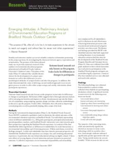 Research  Catharine F. Bishop, M.Ed.; Sarah E. Corning; Aiko Yoshino, Ph.D.; and Amy Shellman  Emerging Attitudes: A Preliminary Analysis