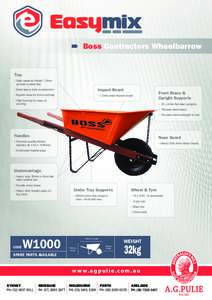 Boss Contractors Wheelbarrow  Tray - High capacity folded 1.2mm powder coated tray - Extra heavy duty construction