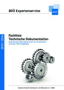 2015 | 2016  BDÜ Expertenservice Fachliste Technische Dokumentation