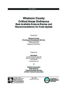 Final Report  Whatcom County Critical Areas Ordinance  Best Available Science Review and