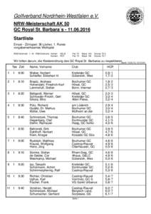 PC CADDIE, NRW-Meisterschaft AK 50, 1. Runde - Startliste