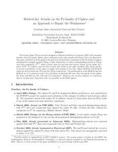Related-key Attacks on the Py-family of Ciphers and an Approach to Repair the Weaknesses∗ Gautham Sekar, Souradyuti Paul and Bart Preneel