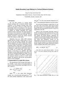 Stable Boundary Layer Mixing in a Vertical Diffusion Scheme 1 Song-You Hong and Si-Wan Kim 1