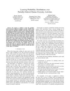 Learning Probability Distributions over Partially-Ordered Human Everyday Activities Moritz Tenorth Intelligent Robotics and Communications Lab ATR, Kyoto, Japan