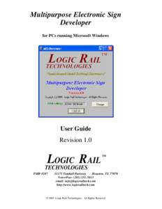 Multipurpose Electronic Sign Developer for PCs running Microsoft Windows User Guide Revision 1.0
