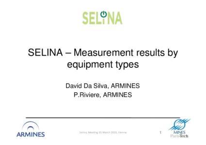 SELINA – Measurement results by equipment types David Da Silva, ARMINES P.Riviere, ARMINES  