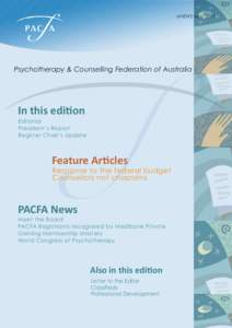 eNEWS MayPsychotherapy & Counselling Federation of Australia In this edition Editorial