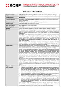 PROJECT FACTSHEET Title of Product Upscaling SCBF[removed]: Strengthening self-reliance and asset building strategies through microinsurance