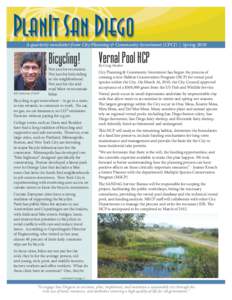 PLANIT SAN DIEGO  A quarterly newsletter from City Planning & Community Investment (CPCI) | Spring 2010 Bicycling! Bill Anderson, FAICP