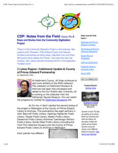 CDP: Notes from the Field Issue No. 4  http://archive.constantcontact.com/fs051[removed]archi... CDP: Notes from the Field Issue No.4 News and Stories from the Community Digitization