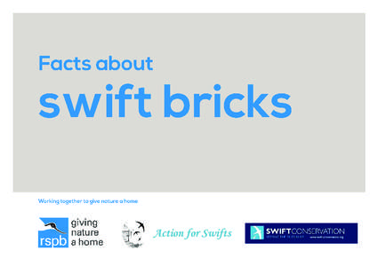 Swift Bricks Accommodation for Swifts built in to buildings is to be preferred to accommodation retrofitted on the outside. Planning departments are now conditioning new developments and renovations to provide space for