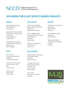 2014 MEDIA FOR A JUST SOCIETY AWARDS FINALISTS BOOK MAGAZINE  RADIO