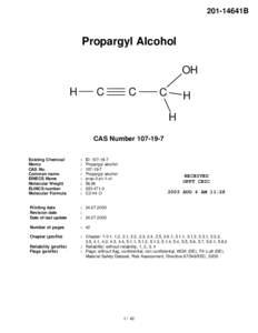 Title: Robust Summaries & Test Plans: Propargyl Alchohol; Cover Letter