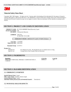 Industrial hygiene / Chemistry / Environmental law / Medicine / Safety engineering / Fluorinert / Material safety data sheet / 3M / Right to know / Health / Safety / Health sciences