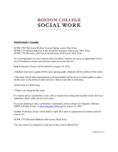 Boston College Graduate School of Social Work - Proficiency Exams 2014