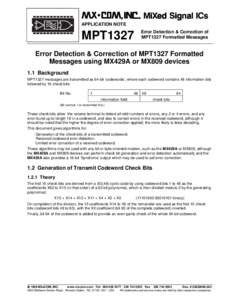 APPLICATION NOTE Error Detection & Correction of MPT1327 Formatted Messages MPT1327