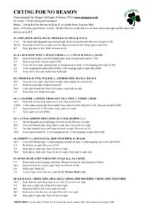 CRYING FOR NO REASON Choreographed by Maggie Gallagher (February[removed]www.maggieg.co.uk 64 Count 2 Wall Advanced Linedance Music: Crying For No Reason by Katy B (available from Amazon 99p) Intro: 16 Counts (just before 