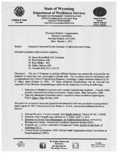 State of Wyoming Department of Workforce Services DIVISION OF WORKERS’ COMPENSATION 1510 East Pershing Boulevard, South Wing Cheyenne, Wyoming[removed]http://www.wyomingworkforee.org