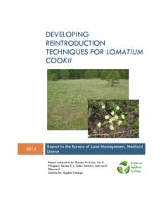 Developing reintroduction techniques for Lomatium cookii