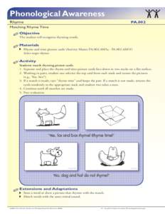 Phonological Awareness Rhyme PA.002  Matching Rhyme Time