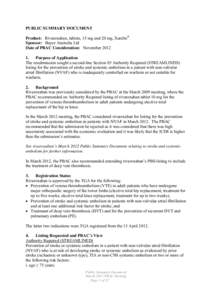 Microsoft WordRivaroxaban NOAC review Bayer PSD March 2013 FINAL.doc