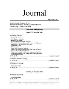 Journal 9 December 2011 INTERNATIONAL CRIMINAL COURT
