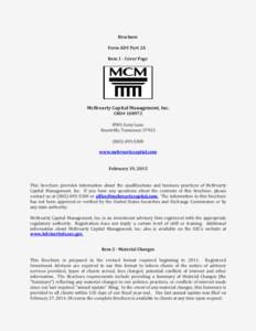 Brochure Form ADV Part 2A Item 1 - Cover Page McBrearty Capital Management, Inc. CRD# 108972
