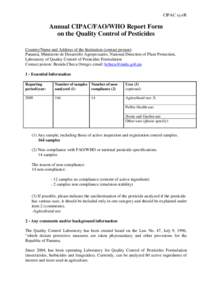 Annual CIPAC/FAO/WHO Report Form