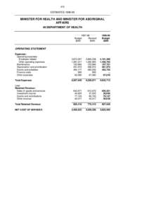 473  ESTIMATES[removed]MINISTER FOR HEALTH AND MINISTER FOR ABORIGINAL AFFAIRS